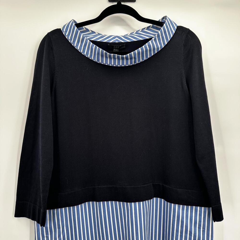 COS Dress Womens Small Striped Cowl Neck Midi Long Sleeve Casual - Picture 2 of 9